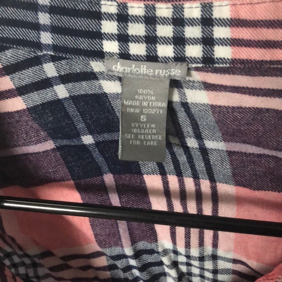 Crop tie in front flannel - Picture 3 of 4